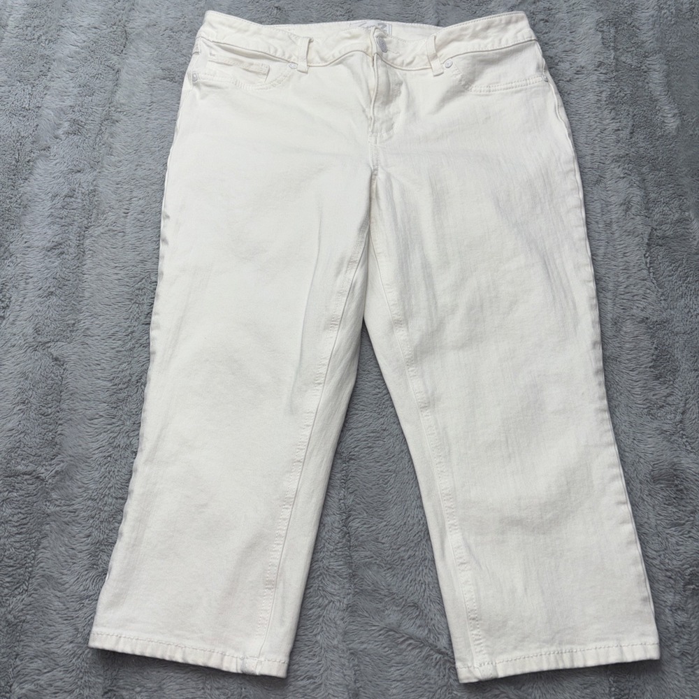 Seven 7 Capri Jeans Womens 14 White Denim  Pockets Stretch 34 Waist 20  Inseam